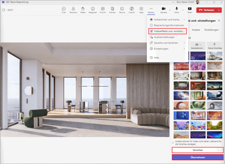 Hintergrund in Teams
