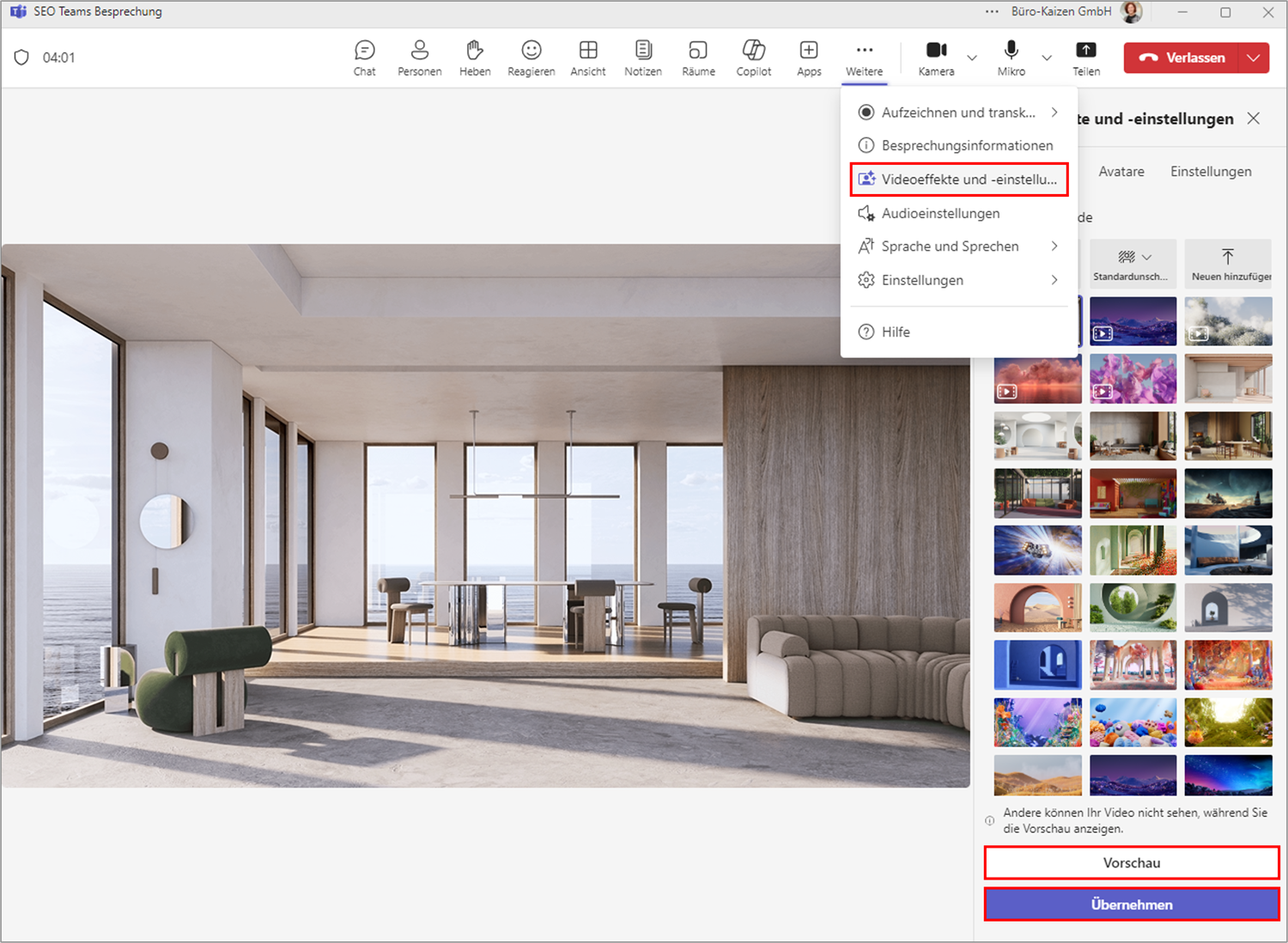 Hintergrund in Teams